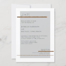 Invitación Boda blanco minimalista moderno gris gris gris dor
