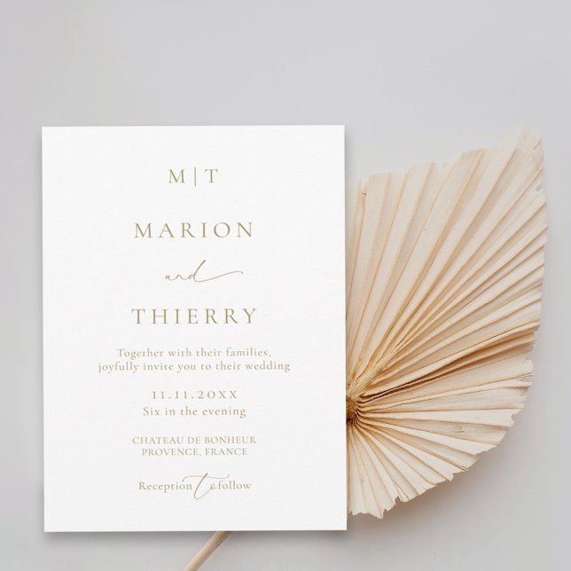 Invitación Boda blanco minimalista monograma moderno (Subido por el creador)