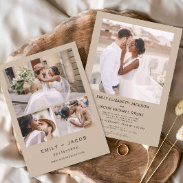 Invitación Boda blanco minimalista Terracotta Cuatro Foto