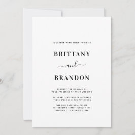 Invitación Boda blanco moderno minimalista