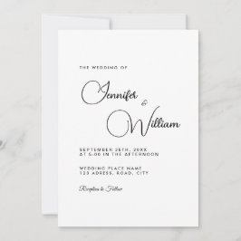 Invitación Boda blanco moderno y elegante minimalista