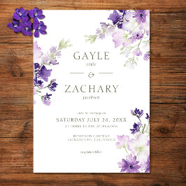 Invitación Boda blanco morado Boho Wildflowers
