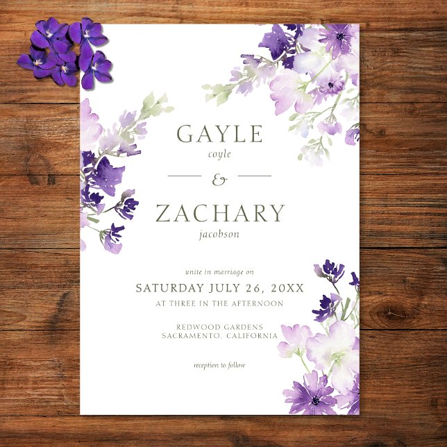 Invitación Boda blanco morado Boho Wildflowers (Subido por el creador)