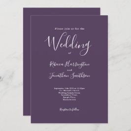 Invitación Boda blanco morado minimo moderno