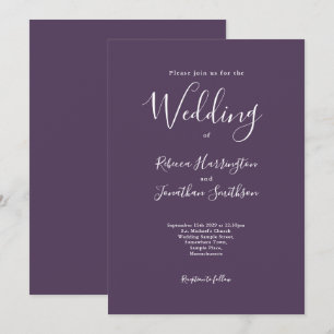 Invitación Boda blanco morado minimo moderno