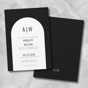 Invitación Boda blanco negro de arco moderno simple