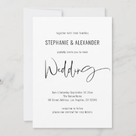 Invitación Boda blanco negro de código QR de escritura modern