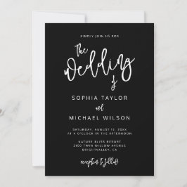 Invitación Boda blanco negro de escritura contemporánea moder