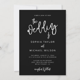 Invitación Boda blanco negro de escritura contemporánea moder