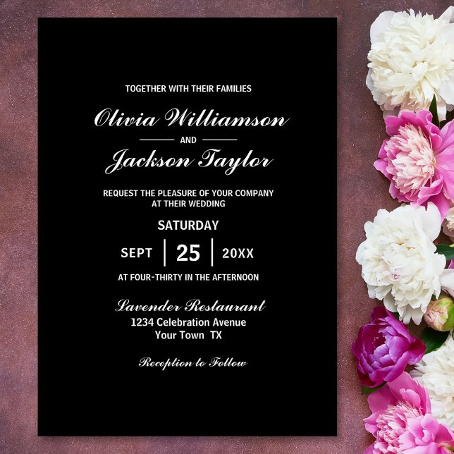 Invitación Boda blanco negro elegante (Subido por el creador)