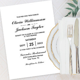 Invitación Boda blanco negro elegante