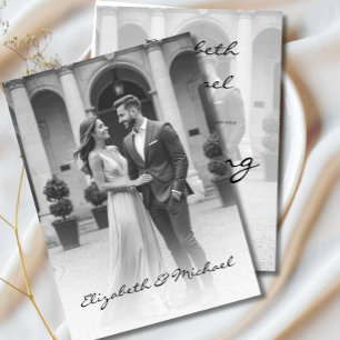 Invitación Boda blanco negro elegante de fotografía moderna