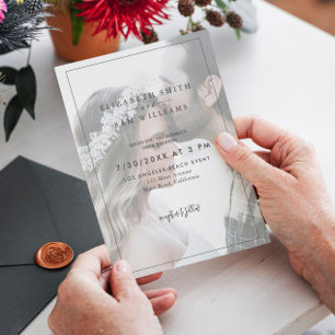 Invitación Boda blanco negro elegante y moderno