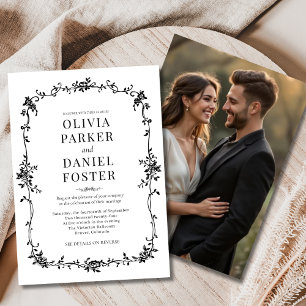 Invitación Boda blanco negro francés de Floral Victoriana