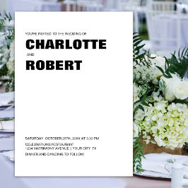 Invitación Boda blanco negro moderno