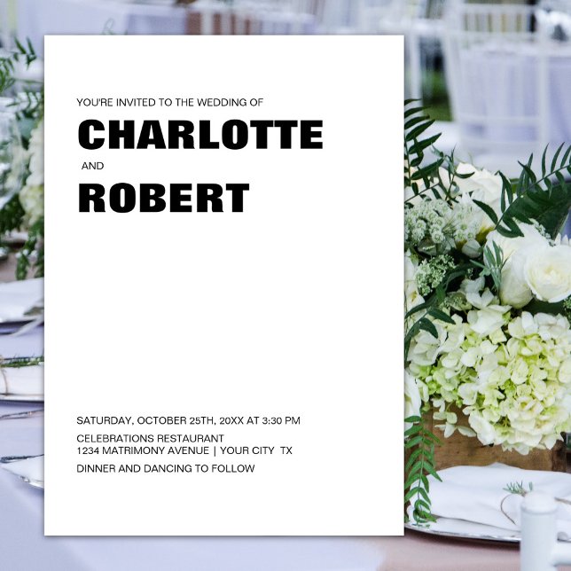 Invitación Boda blanco negro moderno (Subido por el creador)