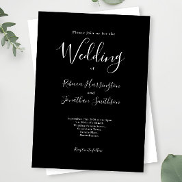 Invitación Boda blanco negro moderno mínimo