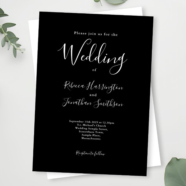 Invitación Boda blanco negro moderno mínimo (Subido por el creador)