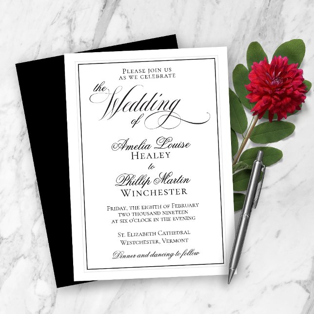 Invitación Boda blanco negro moderno y elegante (Subido por el creador)