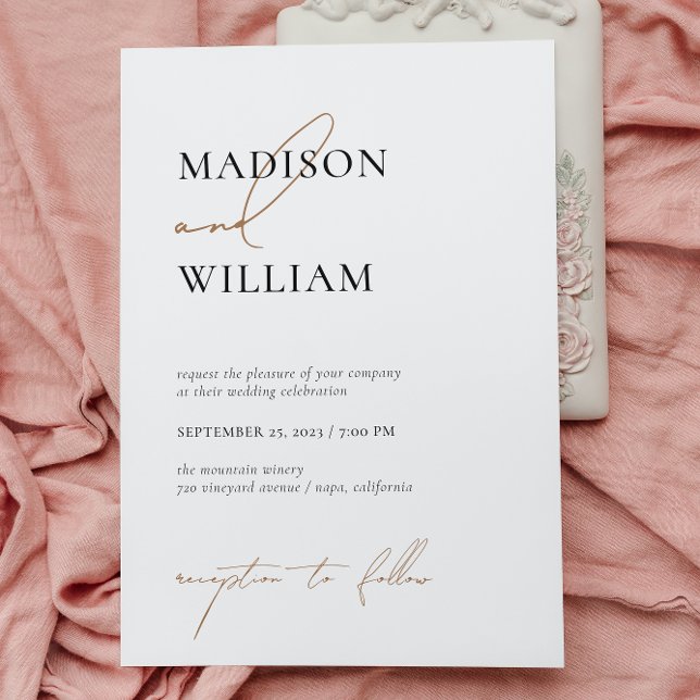 Invitación Boda blanco negro simple Minimalista moderno (Subido por el creador)