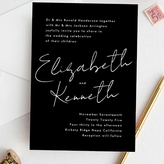 Invitación Boda blanco negro simple y moderno (Subido por el creador)