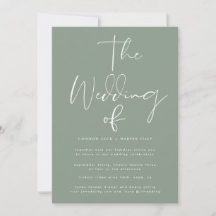 Invitación Boda blanco neutro de color verde sage moderno