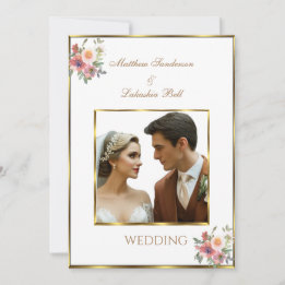 Invitación Boda Blanco Oro Moderno Elegante Hermoso