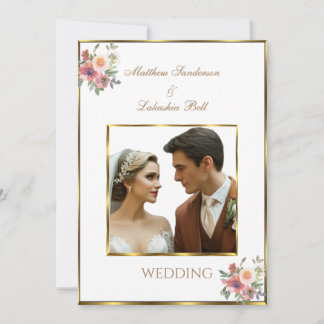 Invitación Boda Blanco Oro Moderno Elegante Hermoso