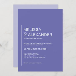 Invitación Boda blanco perwinkle de moda mínima