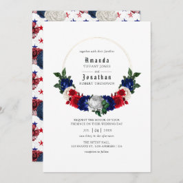 Invitación Boda Blanco Rojo y Azul del 4 de julio
