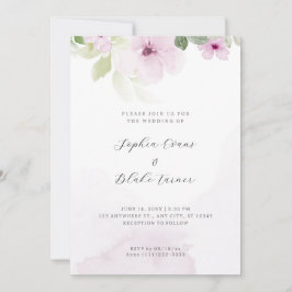 Invitación Boda blanco romántico y floral verde