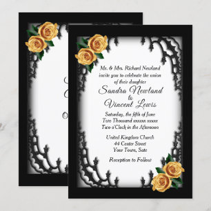 Invitación Boda blanco rosa amarilla del cuarto de Gótico fra