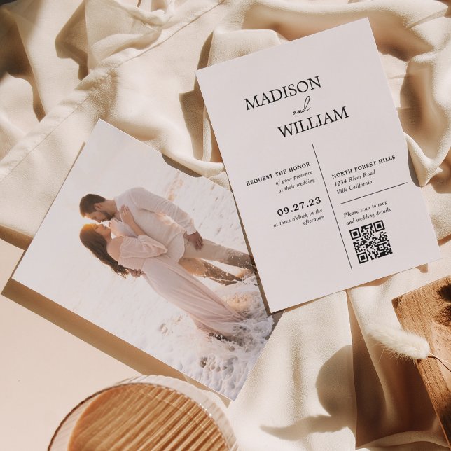 Invitación Boda blanco simple Minimalista moderno (Subido por el creador)