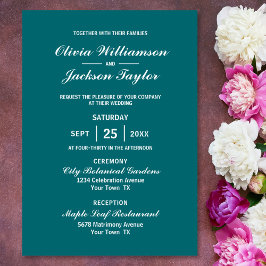 Invitación Boda blanco Verde azulado elegante