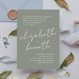 Invitación Boda blanco verde de los nombres personalizados mo