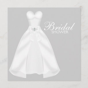 Invitación Boda blanco vestido con ducha de novia