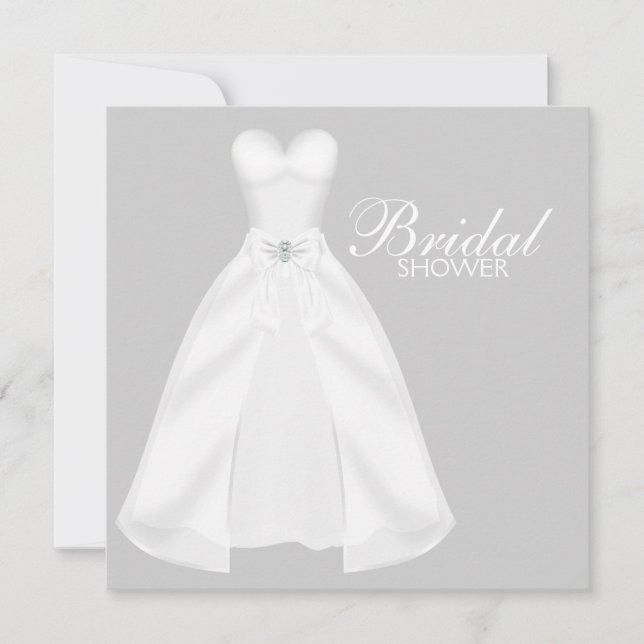 Invitación Boda blanco vestido ducha de novia (Anverso)