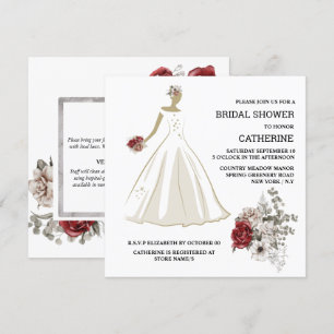 Invitación Boda blanco vestido rojo rosa moda floral floral