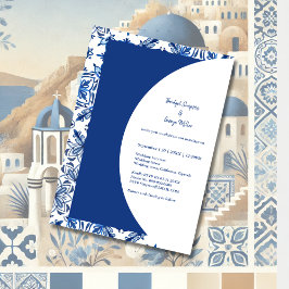 Invitación Boda blanco y azul de Grecia sin tiempo