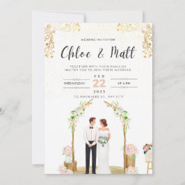 Invitación Boda blanco y dorado