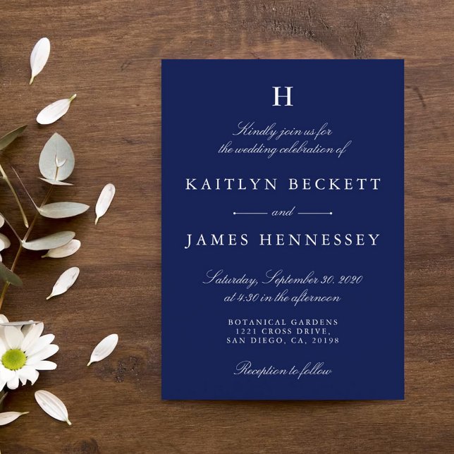 Invitación Boda blanco y naval de moda (Subido por el creador)