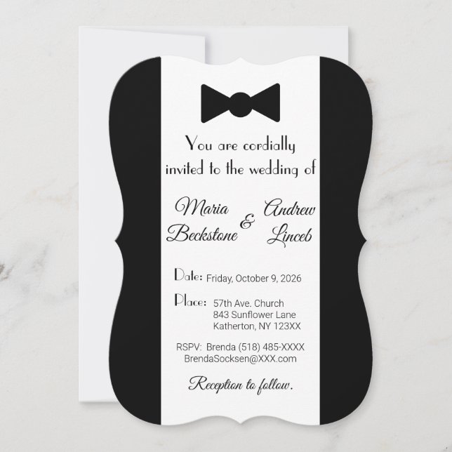 Invitación Boda blanco y negro (Anverso)