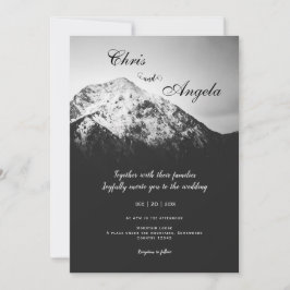 Invitación Boda blanco y negro bajo las montañas