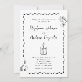 Invitación Boda blanco y negro brillante