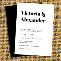 Boda blanco y negro clásico simple
