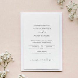 Invitación Boda blanco y negro clásico y minimalista