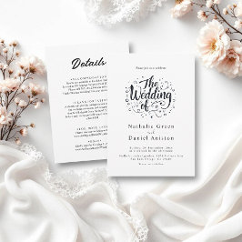 Invitación Boda blanco y negro con caligrafía moderna