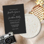 Invitación Boda blanco y negro con guión clásico minimalista<br><div class="desc">Minimalista guión clásico Invitación a la boda blanca y negra</div>