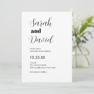 Invitación Boda blanco y negro de Abigail Font clásico