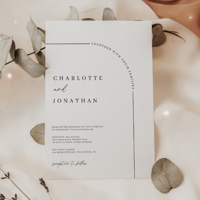 Invitación Boda blanco y negro de arco moderno (Subido por el creador)